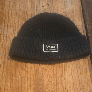 Vans Black Ribbed Cuff Beanie with Logo Patch